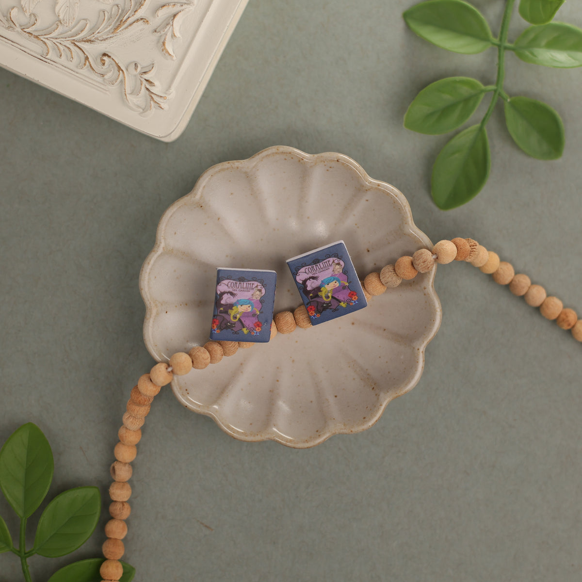 Titled Stud Earrings - Neil Gaiman - Coraline